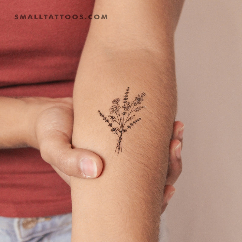 Wild Flower Bouquet Temporary Tattoo (Set of 3)