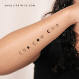 Matching Crescent Sun And Star Temporary Tattoo (Set of 3x3)