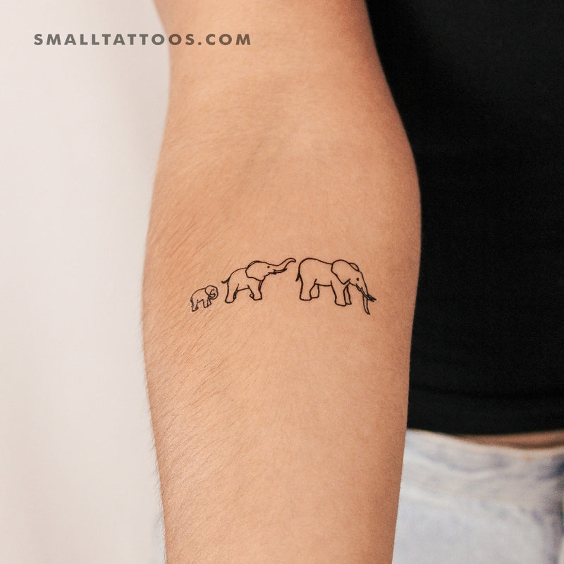 Elephant Family Temporary Tattoo (Set of 3)