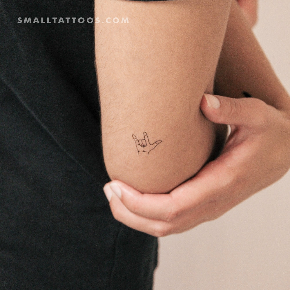 Tatuaje temporal de gesto de la mano ILY (juego de 3)
