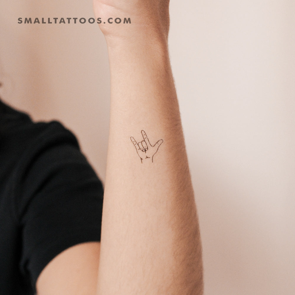 Tatuaje temporal de gesto de la mano ILY (juego de 3)