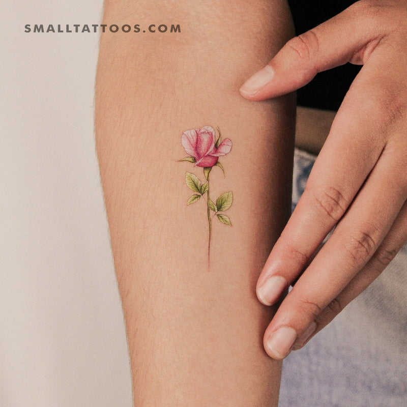 Pink Rose Temporary Tattoo by Mini Lau (Set of 3)
