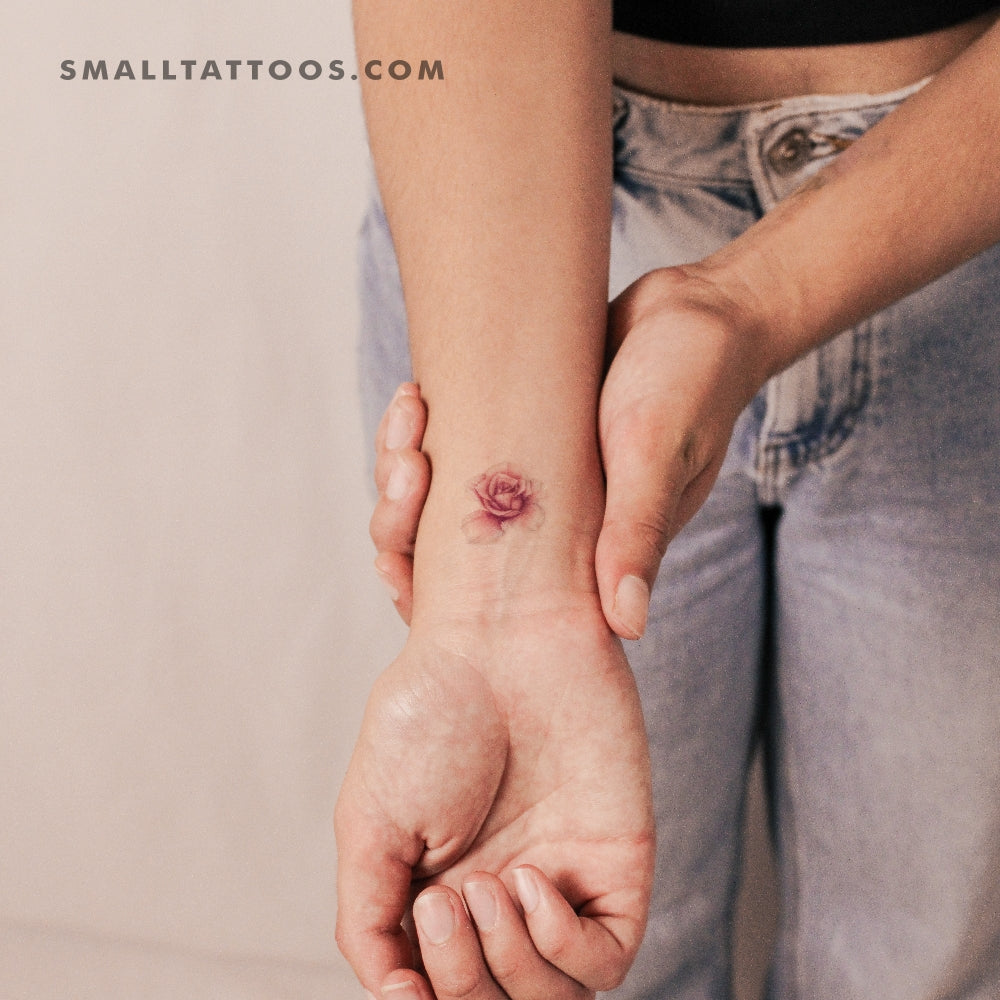 Tatuaje temporal de cabeza de rosa morada de Mini Lau (juego de 3)