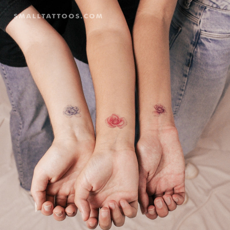 3 Roses Tat Three Rose Heads Temporary Tattoo Set by Mini Lau (Set of 3+3+3 ...