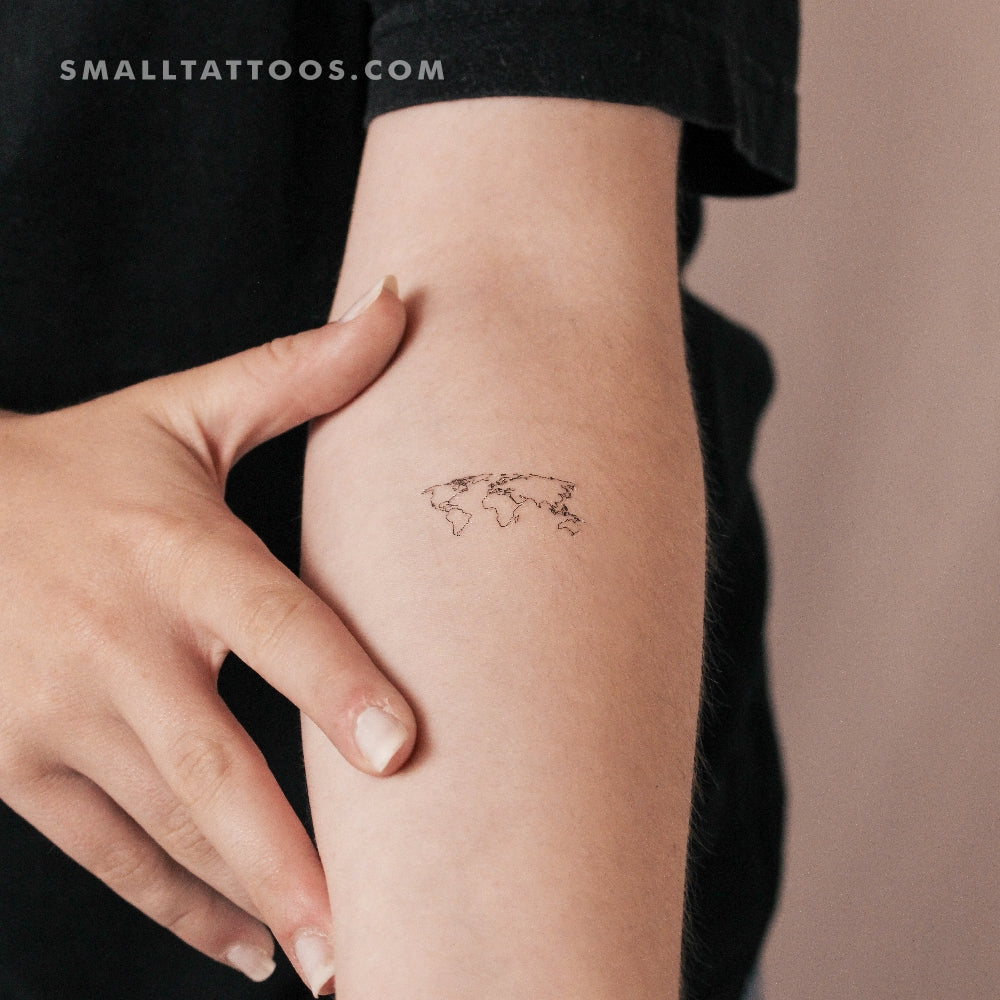 Small World Map Temporary Tattoo (Set of 3)