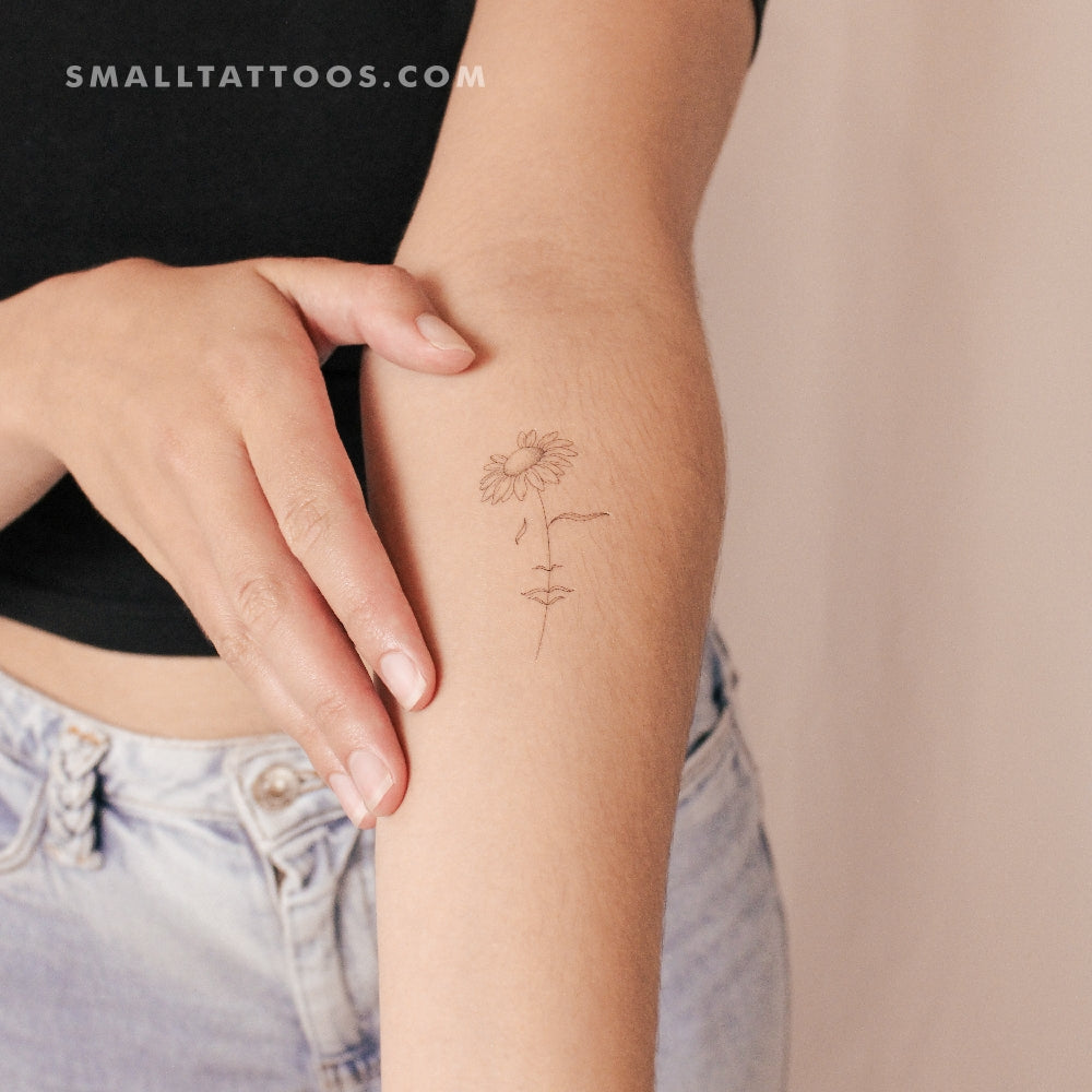 Tatuaje temporal "Una margarita soñadora" de Jakenowicz - Juego de 3