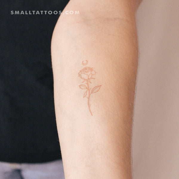 Moon Rose [Red] by Jakenowicz Temporary Tattoo - Set of 3