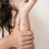 L Uppercase Serif Letter Temporary Tattoo (Set of 3)