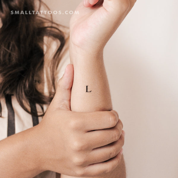 L Uppercase Serif Letter Temporary Tattoo (Set of 3)