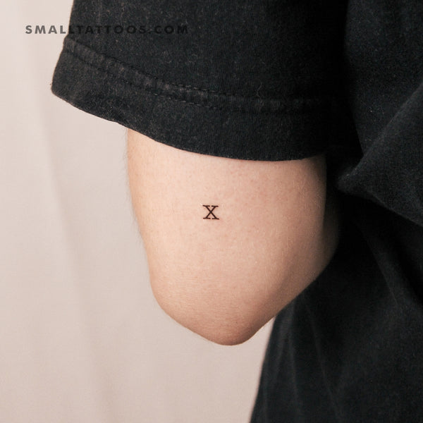 X Uppercase Typewriter Letter Temporary Tattoo (Set of 3)