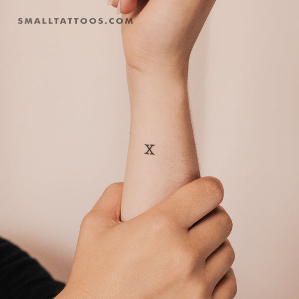 X Uppercase Typewriter Letter Temporary Tattoo (Set of 3)