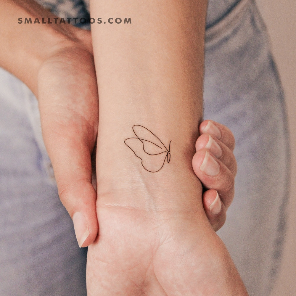 Tatuaje temporal de mariposa de una sola línea (juego de 3)