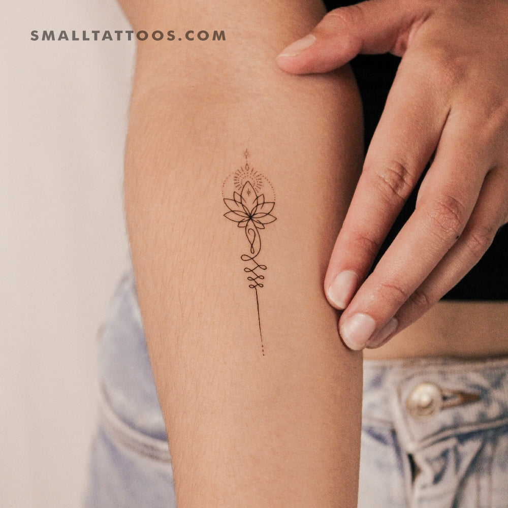 Tatuaje temporal de Lotus Unalome (juego de 3)