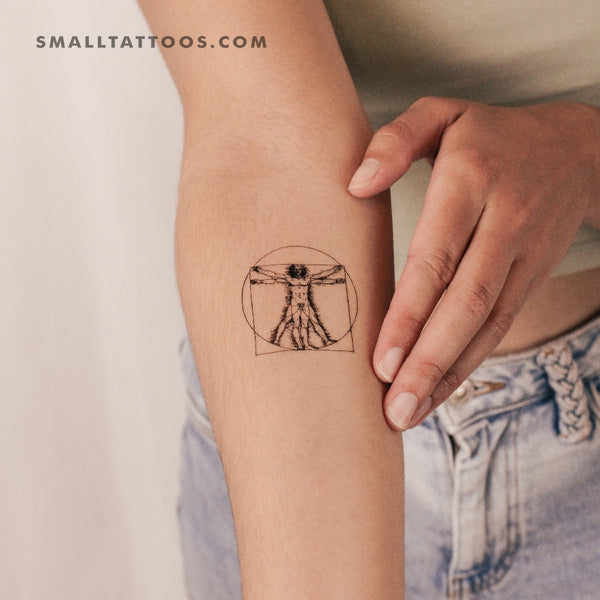 Vitruvian Man Temporary Tattoo - Set of 3