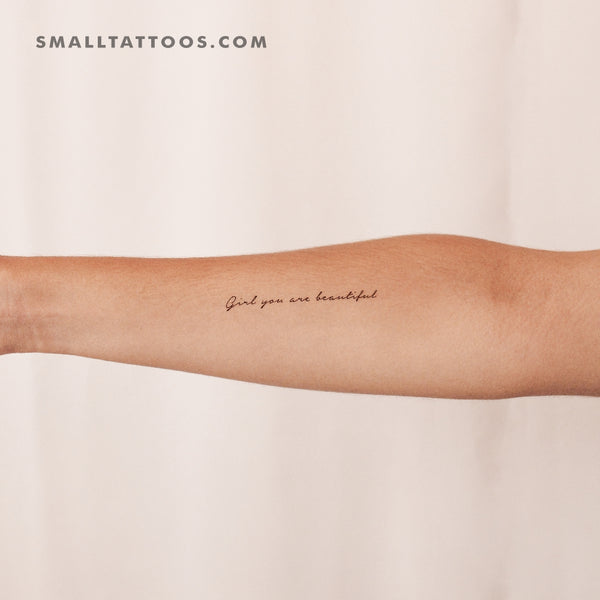 Girl You Are Beautiful Temporary Tattoo (Set of 3)