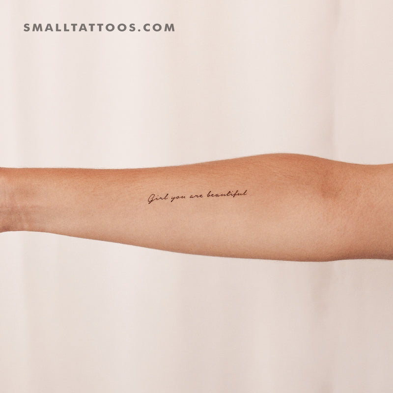 Girl You Are Beautiful Temporary Tattoo (Set of 3)