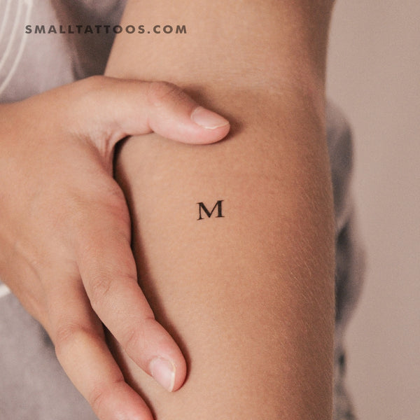 M Uppercase Serif Letter Temporary Tattoo (Set of 3)