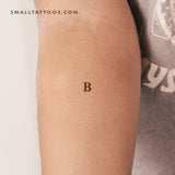 B Uppercase Serif Letter Temporary Tattoo (Set of 3)