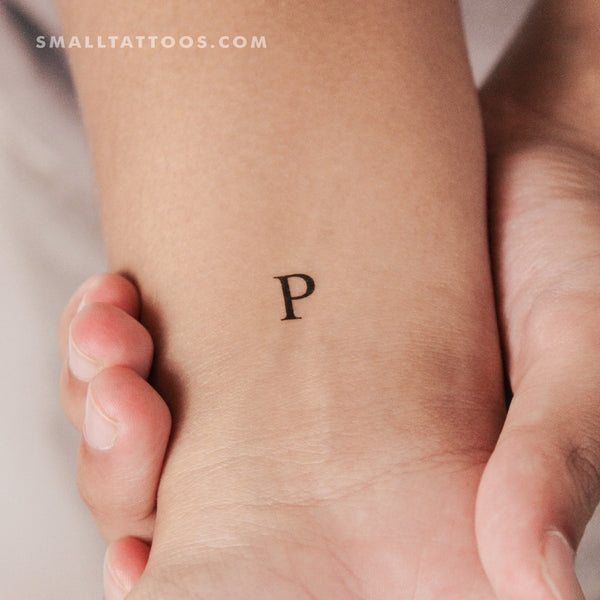P Uppercase Serif Letter Temporary Tattoo (Set of 3)
