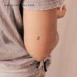 Z Uppercase Serif Letter Temporary Tattoo (Set of 3)