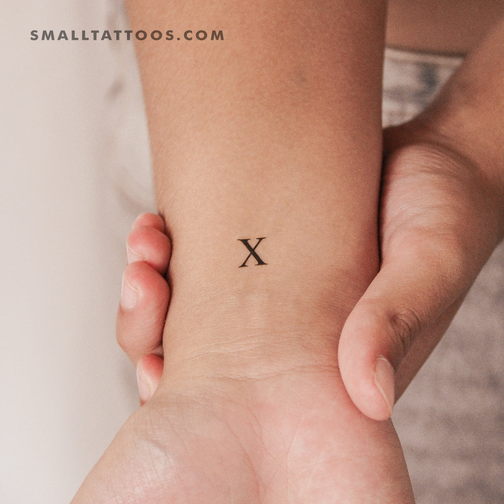 Tatuaje temporal de la letra X mayúscula con serifa (juego de 3)