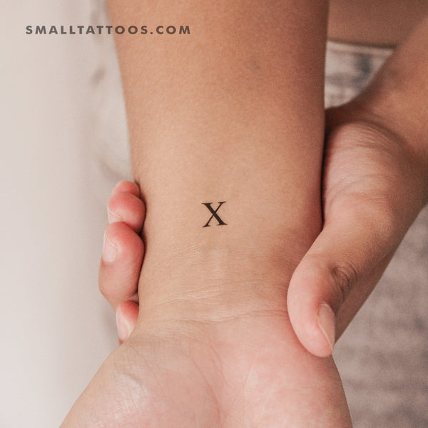 X Uppercase Serif Letter Temporary Tattoo (Set of 3)