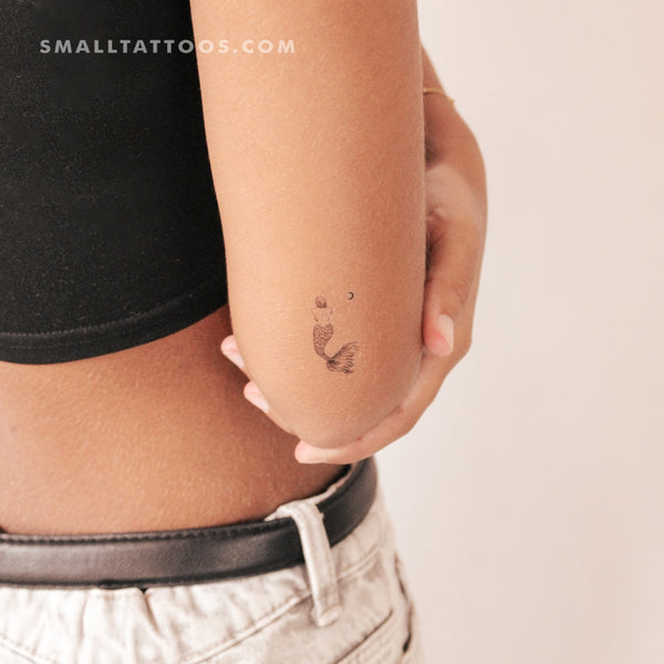 Mermaid And Moon Temporary Tattoo (Set of 3)