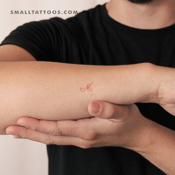 Little Red M Script Temporary Tattoo (Set of 3)