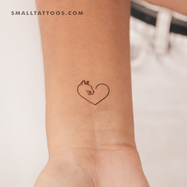 Cat Lover Heart Temporary Tattoo (Set of 3)