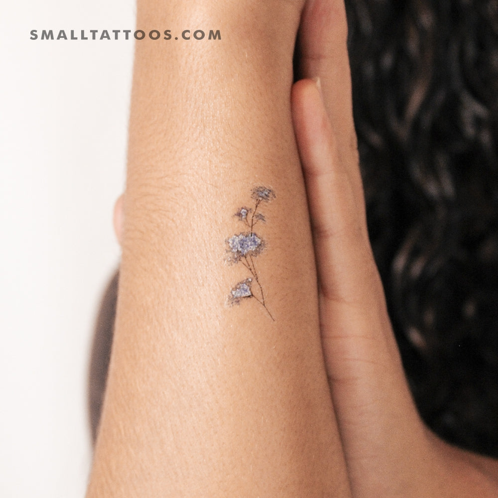 Tatuaje temporal de aliento de bebé azul pequeño (juego de 3)