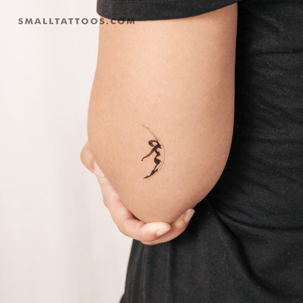 Tatuaje temporal de una dama en media luna (juego de 3)