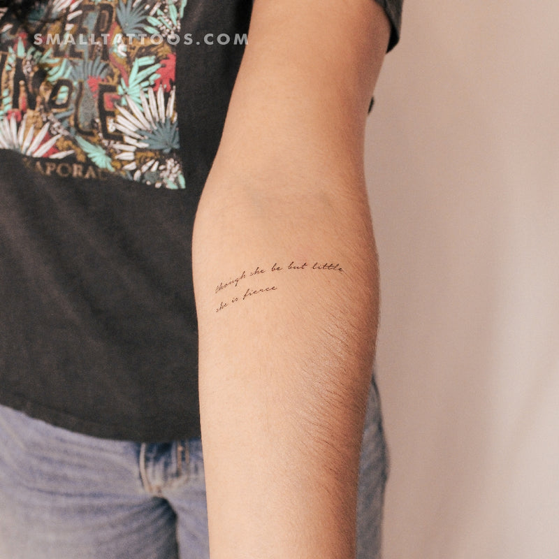 Though She Be But Little, She Is Fierce Temporary Tattoo (Set of 3)