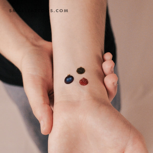 Three Christmas Baubles Temporary Tattoo (Set of 3)