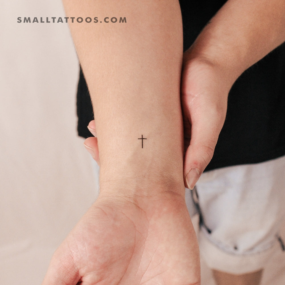 Tatuaje temporal de cruz minimalista pequeña (juego de 3)