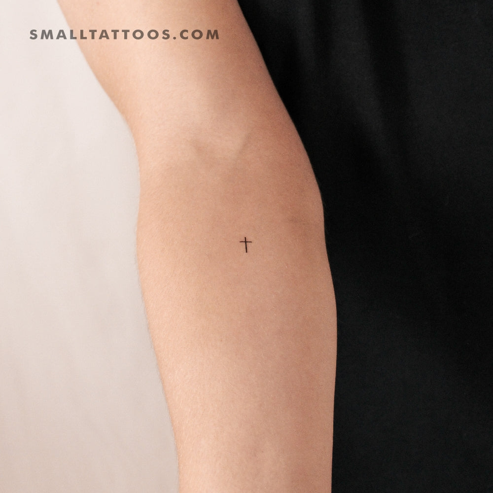 Tatuaje temporal de cruz minimalista pequeña (juego de 3)