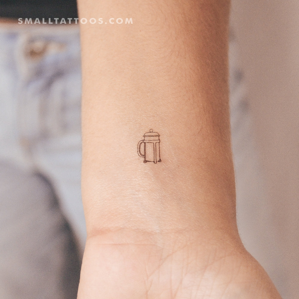 Fine Line French Press Temporary Tattoo (Set of 3)
