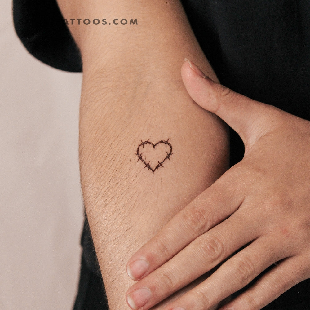 Heart Shaped Barbed Wire Temporary Tattoo (Set of 3)
