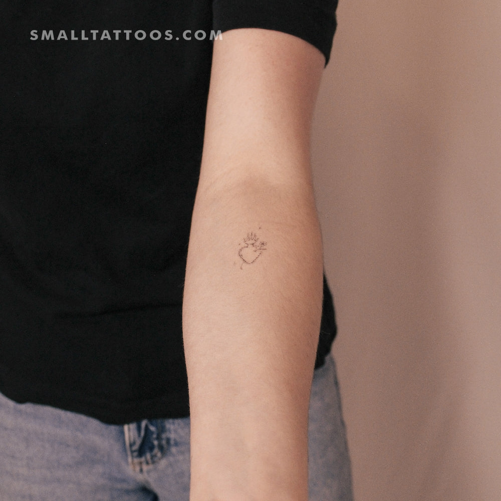 Sacred Heart And Flower By Stefano Mazza Temporary Tattoo (Set of 3)