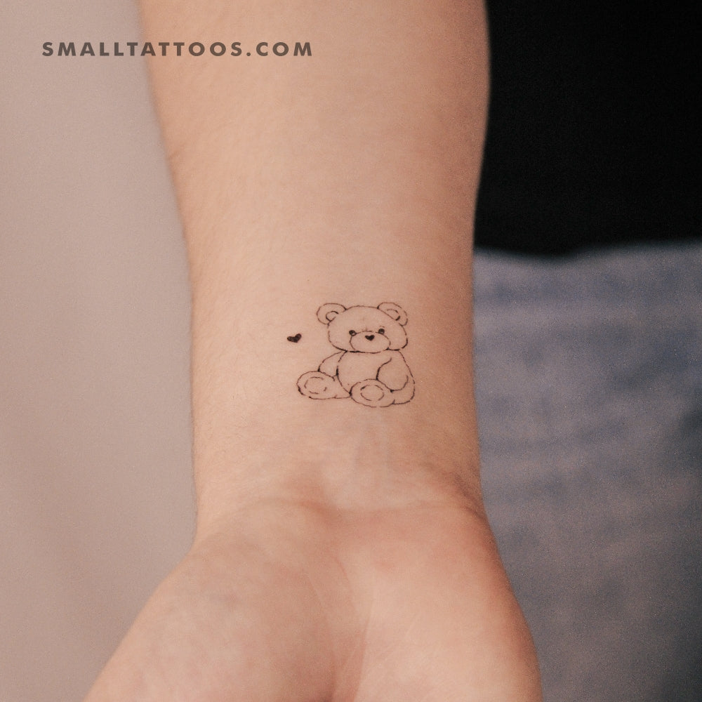 Lovely Teddy Bear By Stefano Mazza Temporary Tattoo (Set of 3)