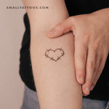 Fine Line Barbed Wire Heart Temporary Tattoo (Set of 3)