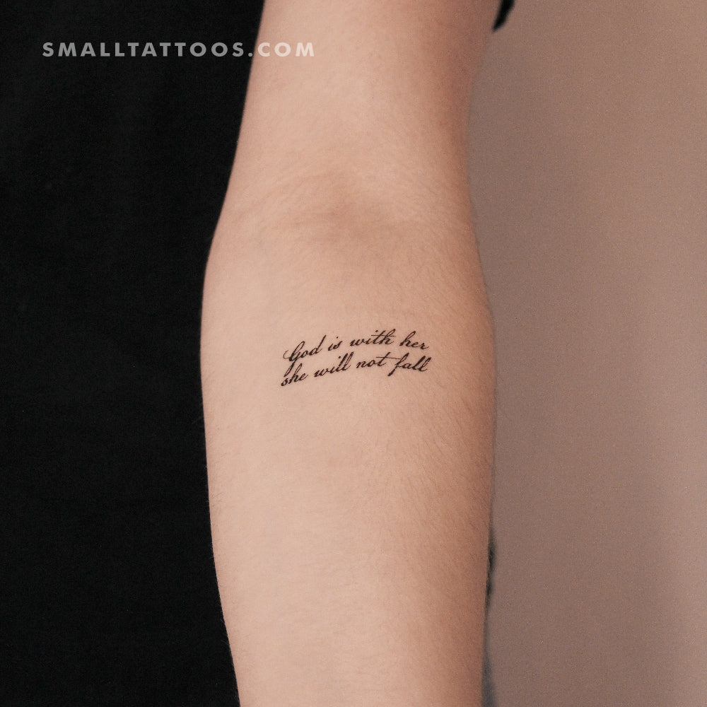 God Is With Her She Will Not Fall Temporary Tattoo (Set of 3)