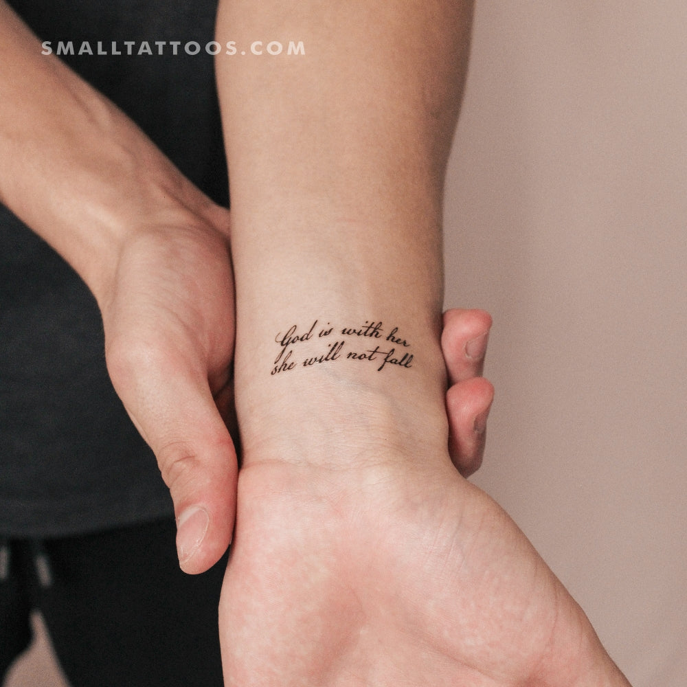 God Is With Her She Will Not Fall Temporary Tattoo (Set of 3)