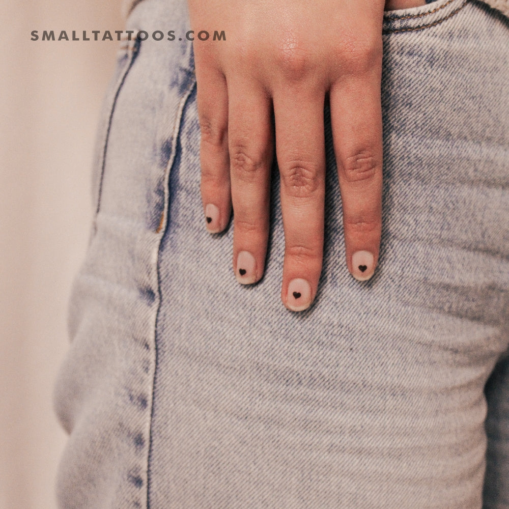 Small Black Hearts Nail Decals Temporary Tattoo