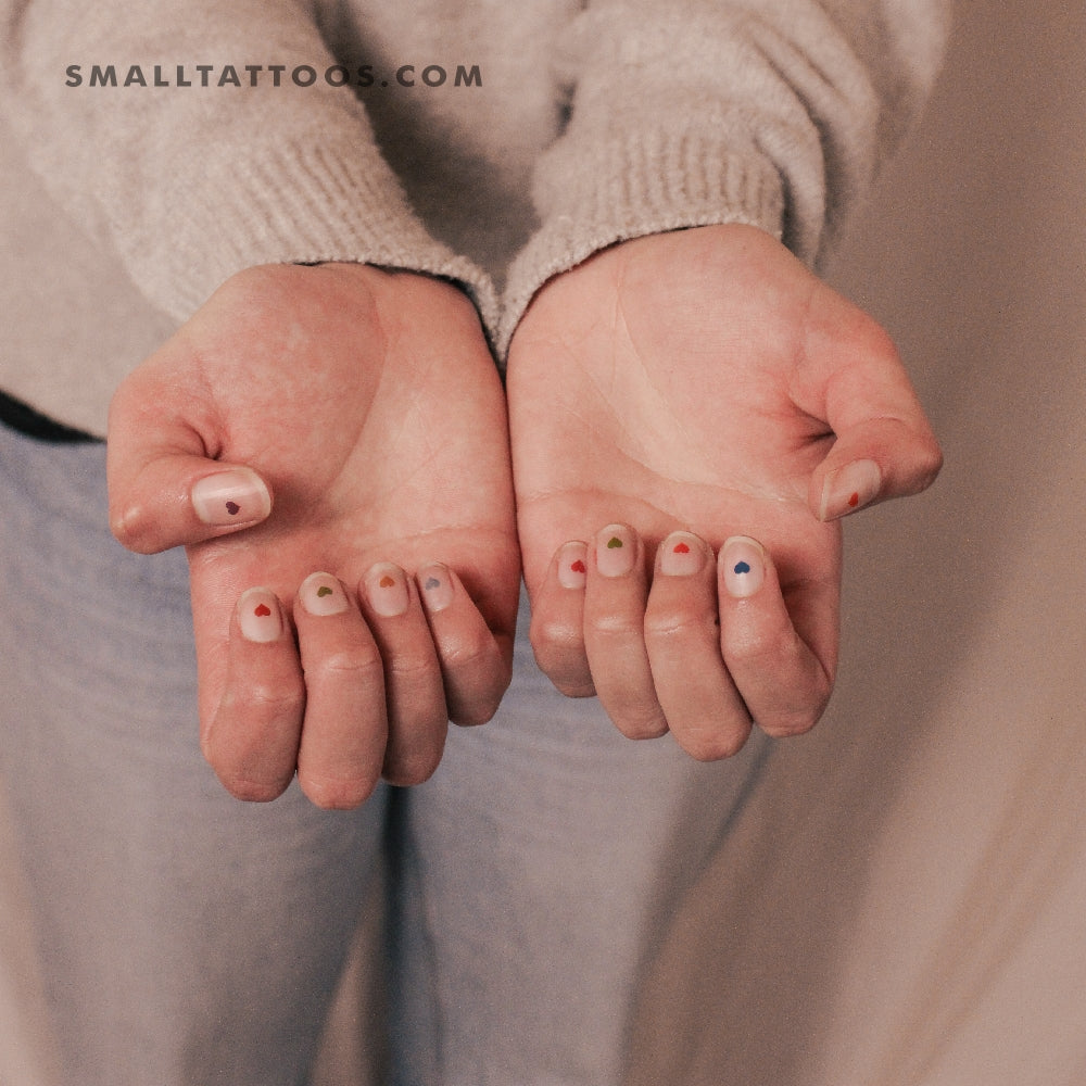 Colored Hearts Nail Decals
