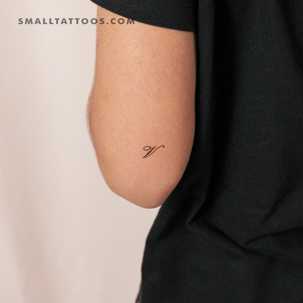 Letter V Script Temporary Tattoo (Set of 3)