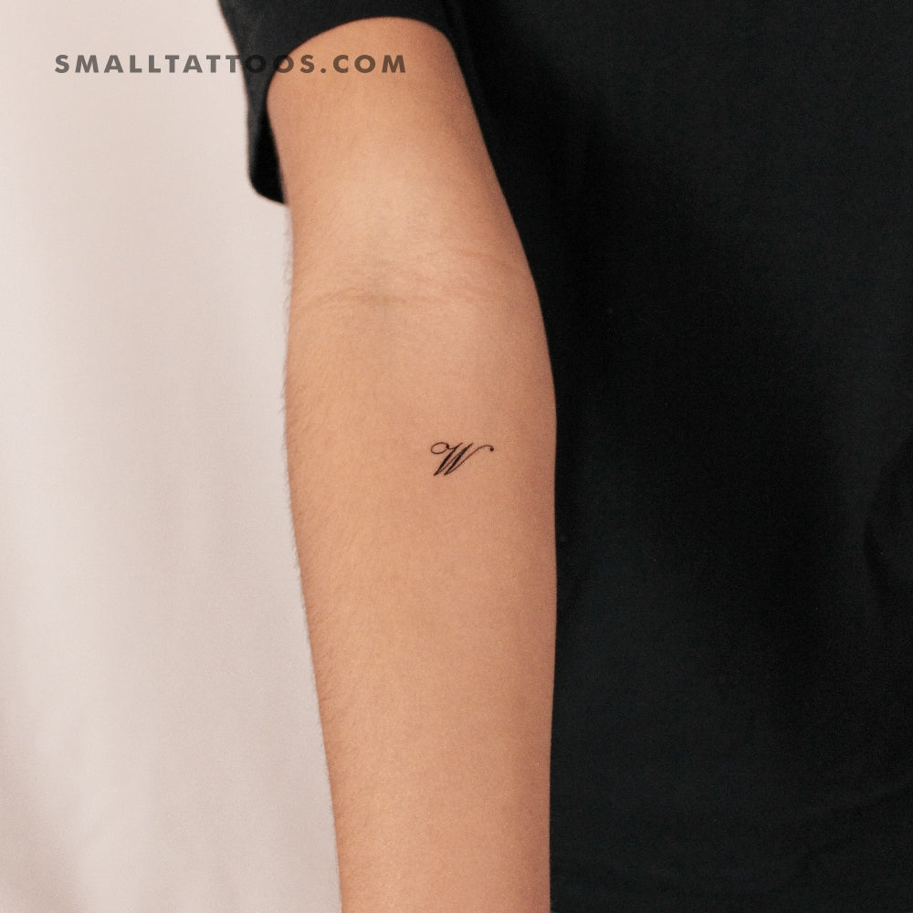 Letter W Script Temporary Tattoo (Set of 3)