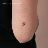 Letter Y Script Temporary Tattoo (Set of 3)