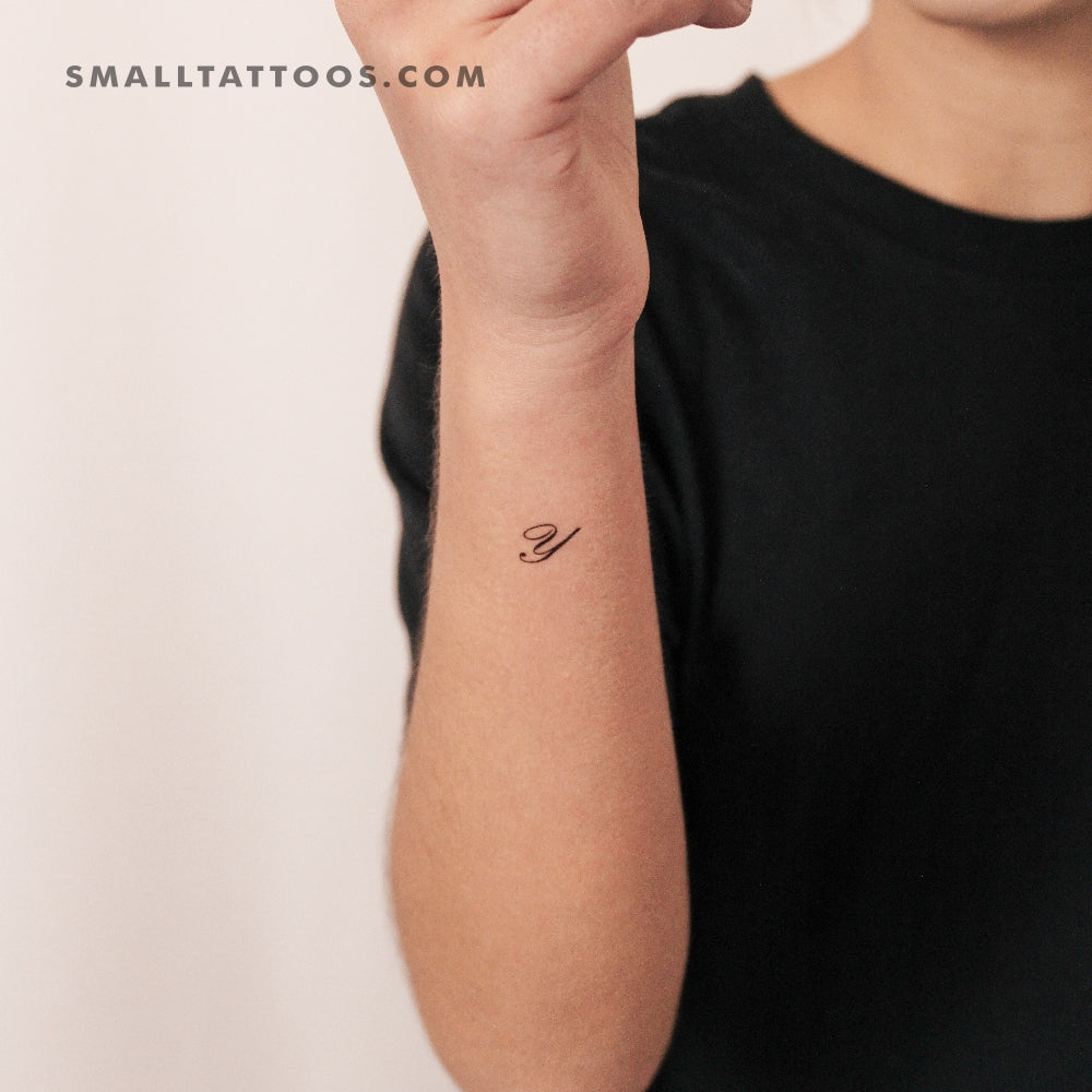 Letter Y Script Temporary Tattoo (Set of 3)