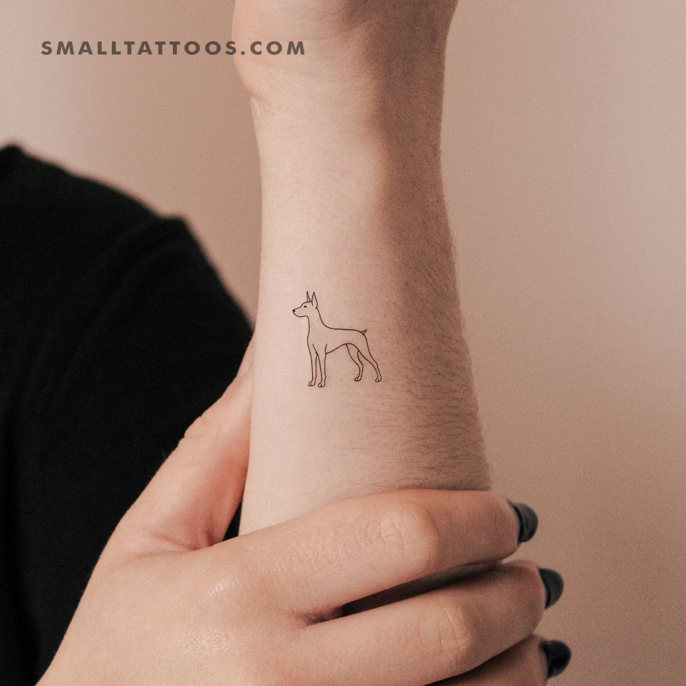 Tatuaje temporal de dóberman de línea fina (juego de 3)