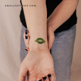 Green Kiss Mark Temporary Tattoo (Set of 3)